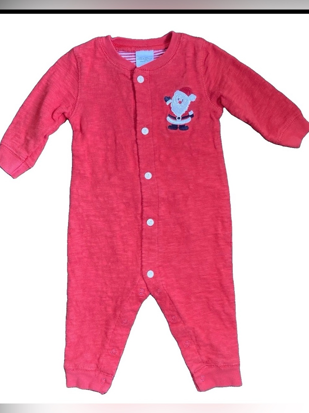 STARTING OUT Christmas Sleeper Holiday Santa Button Bottom Red size 6 Month